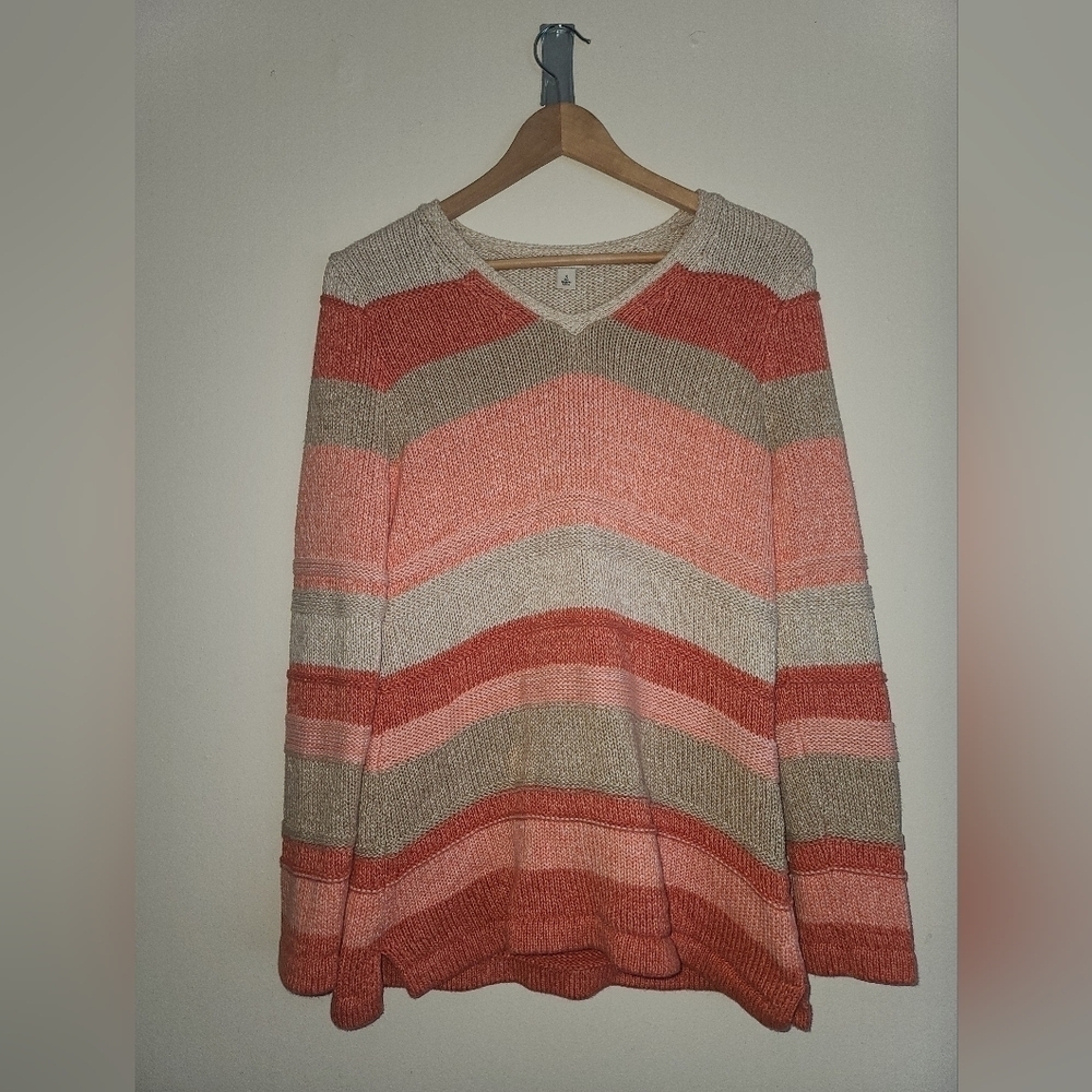L.L.Bean cotton v neck knit tunic length sz s